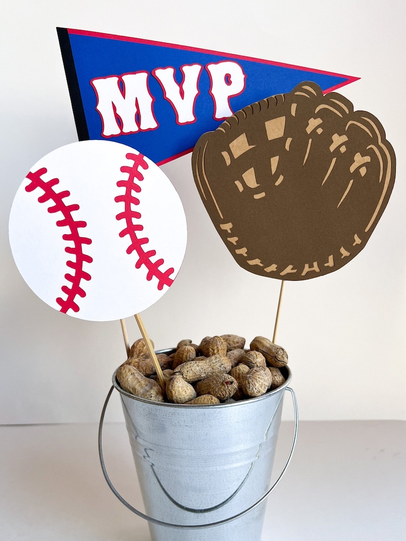 Baseball Centerpiece, Baseball Party Decor, Baseball Party Decorations, Baseball Sticks, Baseball Table Decorations, Rookie of the Year image 1