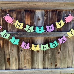 Cat Birthday Banner, Cat Birthday Party, Colorful Birthday Banner, Cat Themed Party, Kitty Cat Party