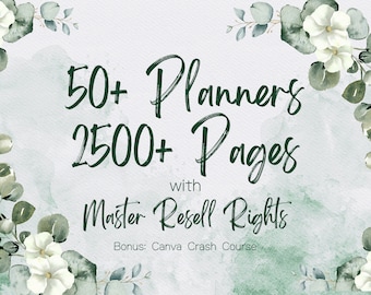 Paquete de planificadores PLR Canva de más de 2500 páginas, derechos de etiqueta privada, paquete PLR, derechos de reventa maestra, productos digitales PLR, dfy, mrr