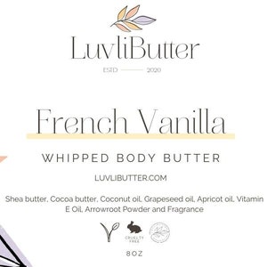 French Vanilla Whipped Body Butter: Organic Shea & Cocoa Butter Blend