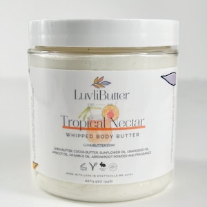 Tropical Nectar Whipped Body Butter, Organic Shea butter & Cocoa Butter Blend, Moisturizing Body Butter