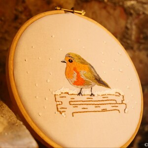 Winter Robin - Robin Hand Embroidery PDF pattern/ Animal Hand Embroidery / DIY embroidery pattern / Woodland Creature Embroidery