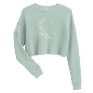 Boho Moon and Stars Cropped Sweatshirt | Crew neck