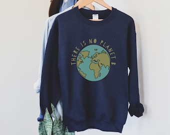 May include: A navy blue sweatshirt with a graphic of the Earth and the text "There is no planet B".