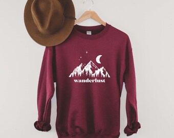 Wanderlust Mountain Sweatshirt | Moon & Stars Nature Sweatshirt