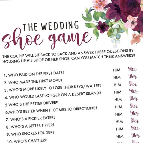 The Wedding Shoe Game. Happily Ever After. Fun Reception Idea. Etsy