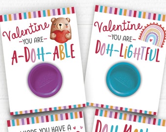 Play Doh Printable Cards. Valentines Day favor tags. Kids Valentines. Digital Download. Girls Valentines.