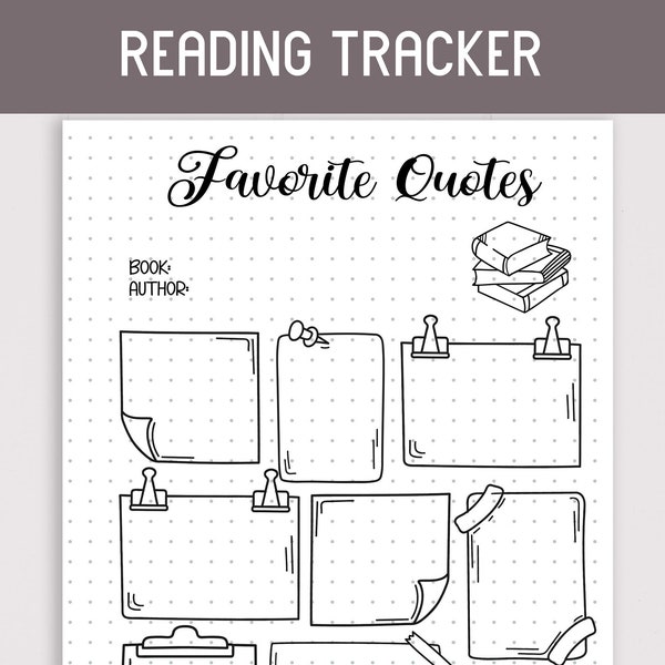 Printable book tracker. Favorite Quotes. A5 Journal Page. Bullet Journal