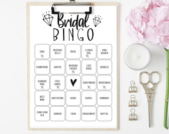 Printable Bridal bingo words.  25 cards, Caller card included. Hen party. Bachelorette. Digital Download