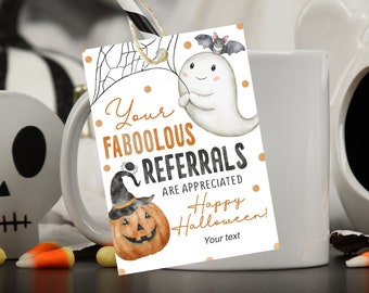 Referral Marketing Halloween Printable Tags. Happy Halloween. instant download