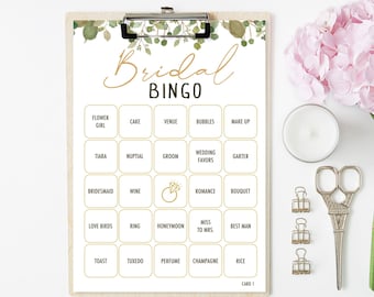 Spiele für die Brautparty. Bingo für Junggesellinnenabschiede, 50 vorgefüllte Karten. Visitenkarte inklusive. Ausdruckbar. Sofort-Download. Junggesellinnen-Spiel.