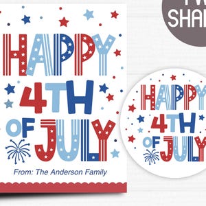 Druckbarer Geschenkanhänger zum 4. Juli | Tag zum Unabhängigkeitstag | Patriotischer Geschenkanhänger | Sofortiger Download | Rot-Weiß-Blau-Anhänger