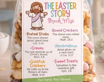 Christian Easter Snack Mix Tag Printable | Easter Story Treat Bag Label | Sunday School Religious Activity for Kids