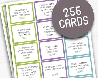 255 Gesprächskarten. Druckbare Gesprächsanregungen. Gesprächsanregungen für die Familie. Kennenlernspiel. Sofortiger Download.