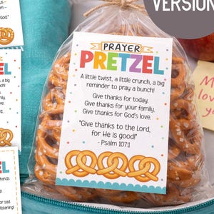 Printable Prayer Pretzel Tags. Christian Appreciation Tags. Sunday School, VBS, Church Favors. Instant Download.