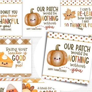 Printable Thanksgiving Tags. Favor Tags for Students. Thankful for You ...