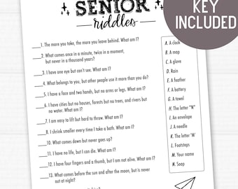 Printable Senior Riddles Game – Fun Brain Teasers for Seniors with Answer Key – Letter-Size PDF, Instant Download