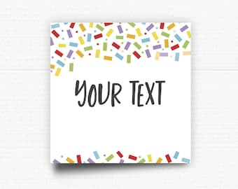 Printable Birthday Favor Tags. Endorsement Tags. Confetti. Editable Template. Instant Download.