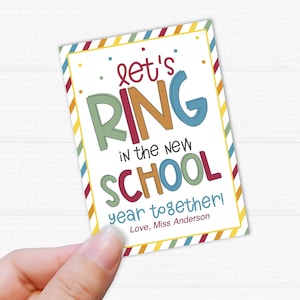 Printable Back to School Pop tag. Editable template. Let&#39;s ring into the new School Year Together. Instant Download