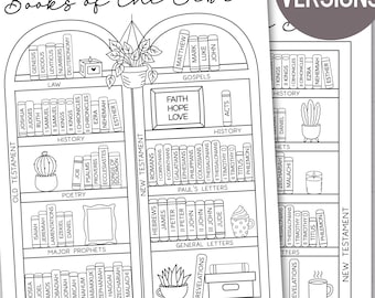 Printable Books of the Bible Bookshelf Tracker | Bible Reading Checklist | Scripture Study Coloring Page | Bible Class Activity