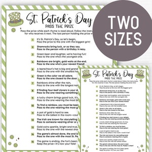 St. Patrick's Day Pass the Prize-spel – Leuk afdrukbaar partyspel, direct te downloaden in PDF-formaat