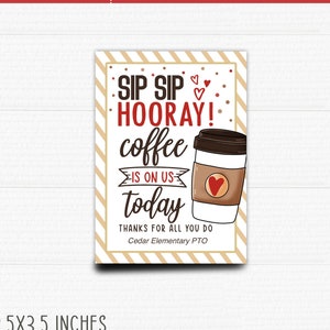 Etichetta omaggio per ringraziare gli insegnanti. Apprezzamento del personale. Oggi il caffè lo offriamo noi. Stampabile. Download immediato
