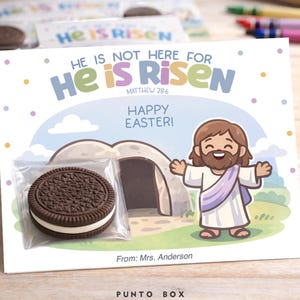 He Is Risen Easter Printable Treat Card | Empty Tomb Object Lesson | Sunday School Cookie Tag | Christian Kids Favor