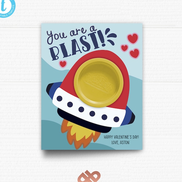 Play Doh Printable Cards. Classroom Valentines. You are a Blast. Kids Valentines. Digital Download. Editable Template