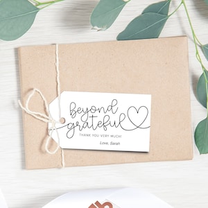 Printable Thank you Tag. Beyond Grateful. Instant Download. Editable. Favor tags. 2x3.5