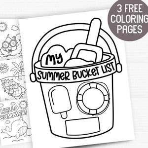 Summer Bucket List Printable for Kids – Color Your Bucket | Letter Size | Free Summer Coloring Pages Included