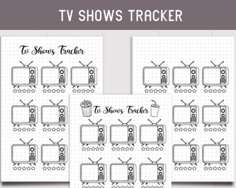 Printable TV show tracker. Series Tracker. A5 Bullet Journal Page. 3 Versions.
