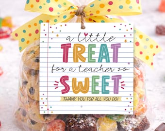 Teacher Appreciation Tag | "A Little Treat for a Teacher So Sweet" | Printable Gift Tag | Instant Download |