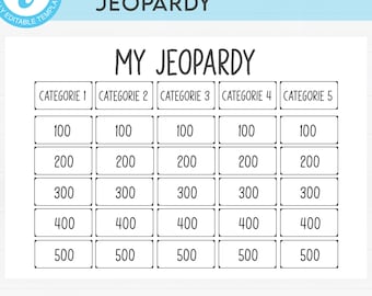 Printable Jeopardy. Fully editable. Minimalist 24x36