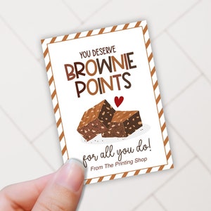 Printable Brownie Favor Tags Staff Deserve Brownie Points Employee