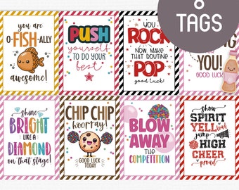 Printable Cheerleader Favor Tags. 8 Candy Gift Bundle. Competition Day. Instant Download