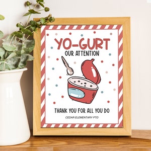 Teacher Appreciation Sign. Our Attention Yogurt. Employee appreciation. Instant Download.