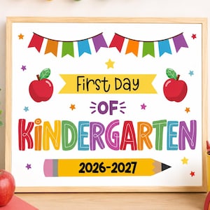 Cartello stampabile per il primo giorno di asilo | Download immediato per l'anno scolastico 2026-2027 | Formati 8x10 e 11x14 | Accessorio per foto di inizio anno scolastico