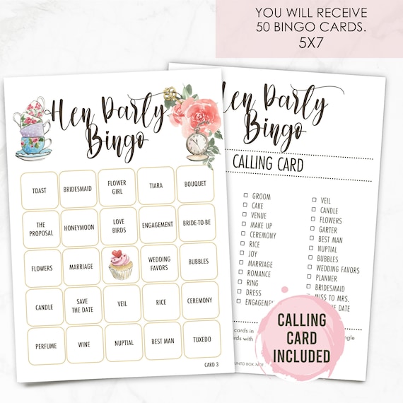 Hen Party Game. Printable Hen Party Bingo 50 Cards Calling Finland