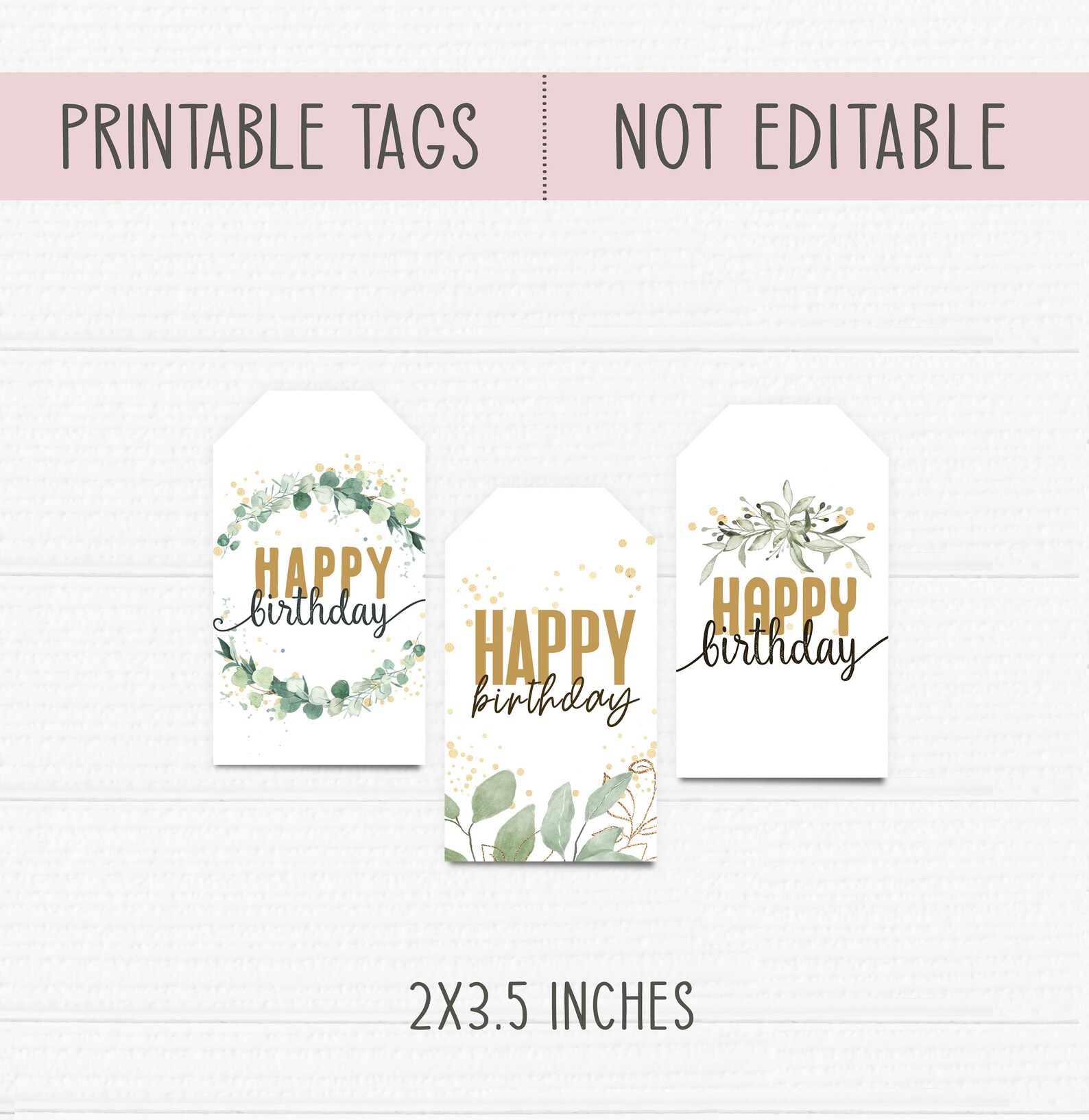 Printable Favor Birthday Tags. Not Editable. Nine Different - Etsy