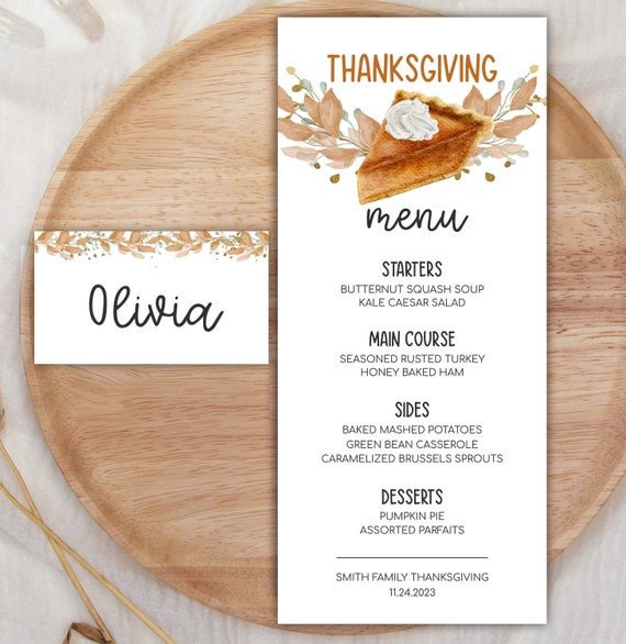 Printable Thanksgiving Dinner Menu Place Cards Pumpkin Pie Editable printable-place-card-wedding-place-cards-template-place-card