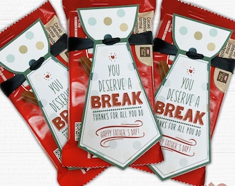 Printable Fathers Day Chocolate Tie Tags. Six different tags.