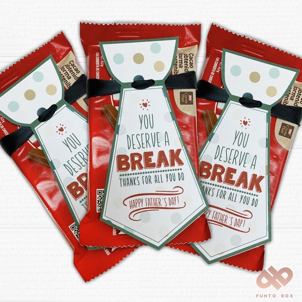 Printable Fathers Day Chocolate Tie Tags. Six different tags.