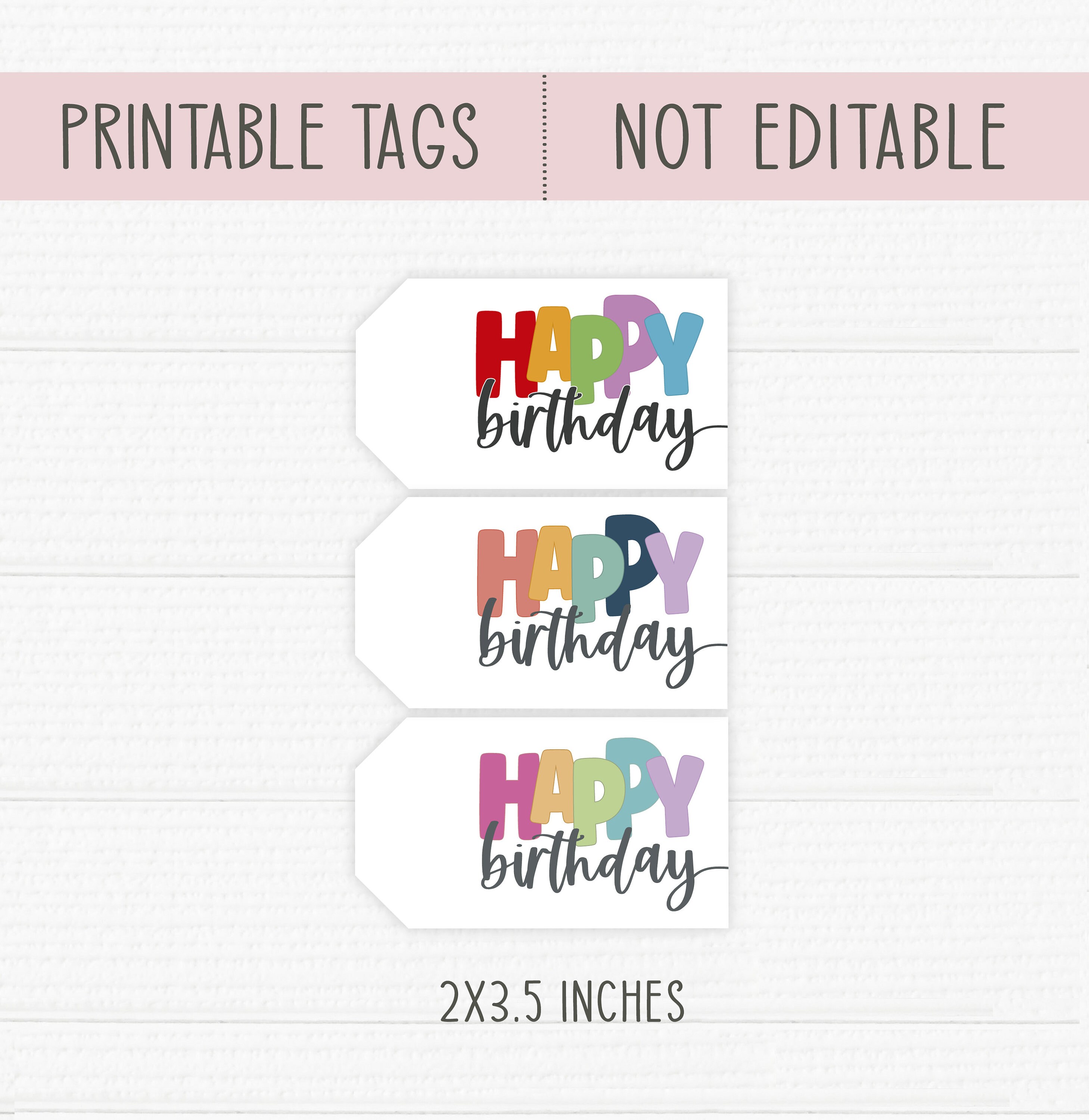 Printable Birthday Tags. Favor Tags. Three Different Designs - Etsy