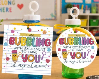 Back to School Gift Tag | “Bubbling With Excitement” Tag | Teacher Welcome Tags | Instant Download