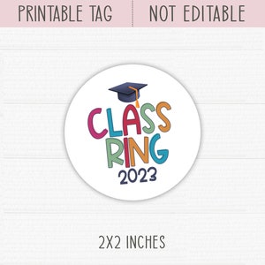 Printable Class Ring Favor Stickers or Tags. Kindergarten - Etsy