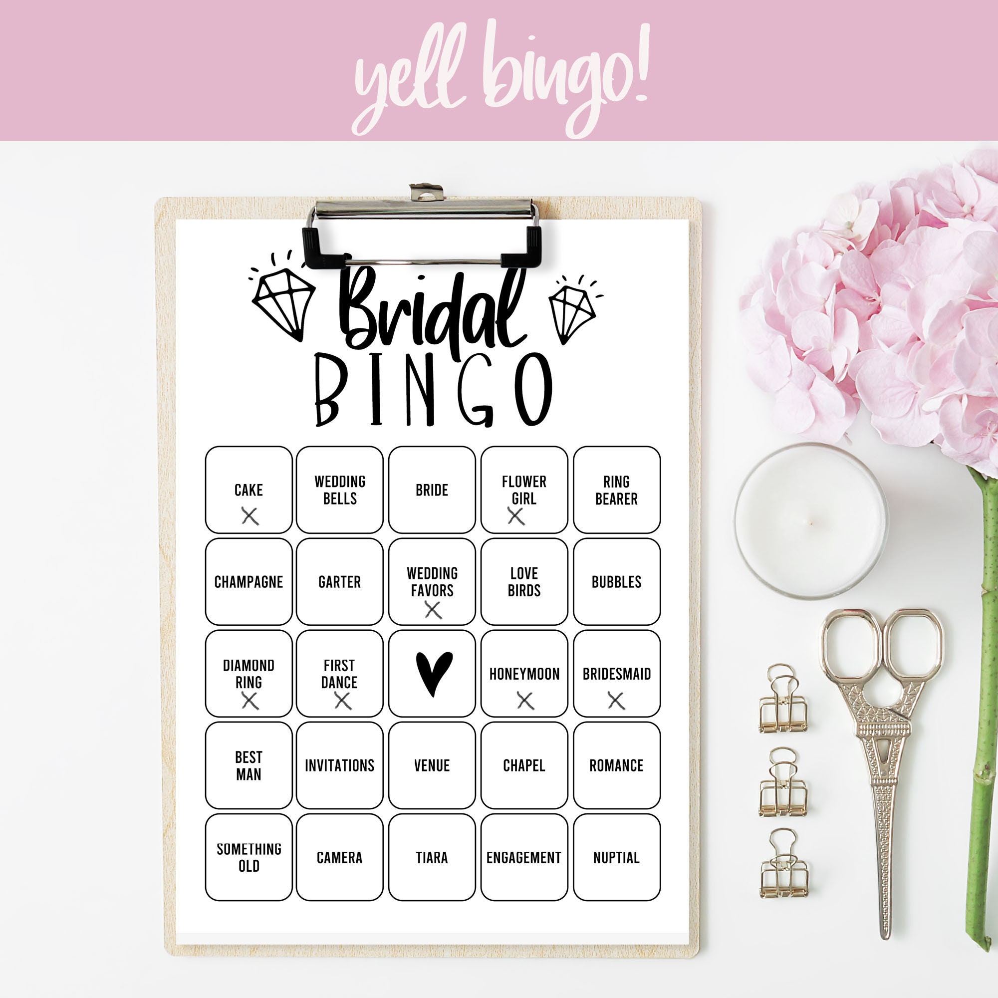 Bridal Bingo Words 25 Cards Caller Card Included. Hen Party. Etsy UK