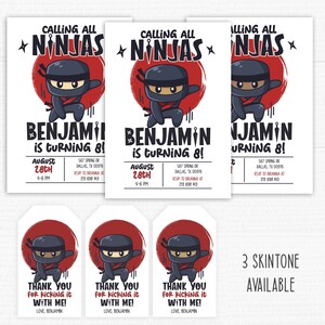 Editable Ninja Party Invitation. Boy Birthday Party. Free Favor Tag and ...