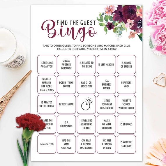 Bridal Shower Games Find The Guest Bingo Burgundy Fun Hen Party bridal-shower-games-find-the-guest-bingo-burgundy-fun-hen-party