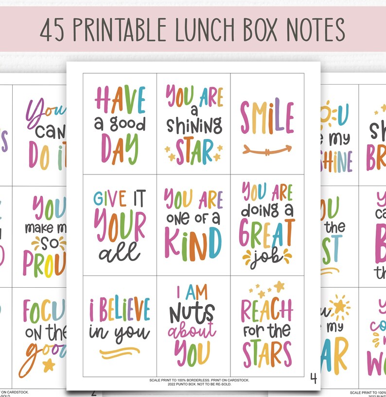 Notes For Kids Printable Lunch Box Notes. 45 Encouraging Notes for Kids and Tweens ...