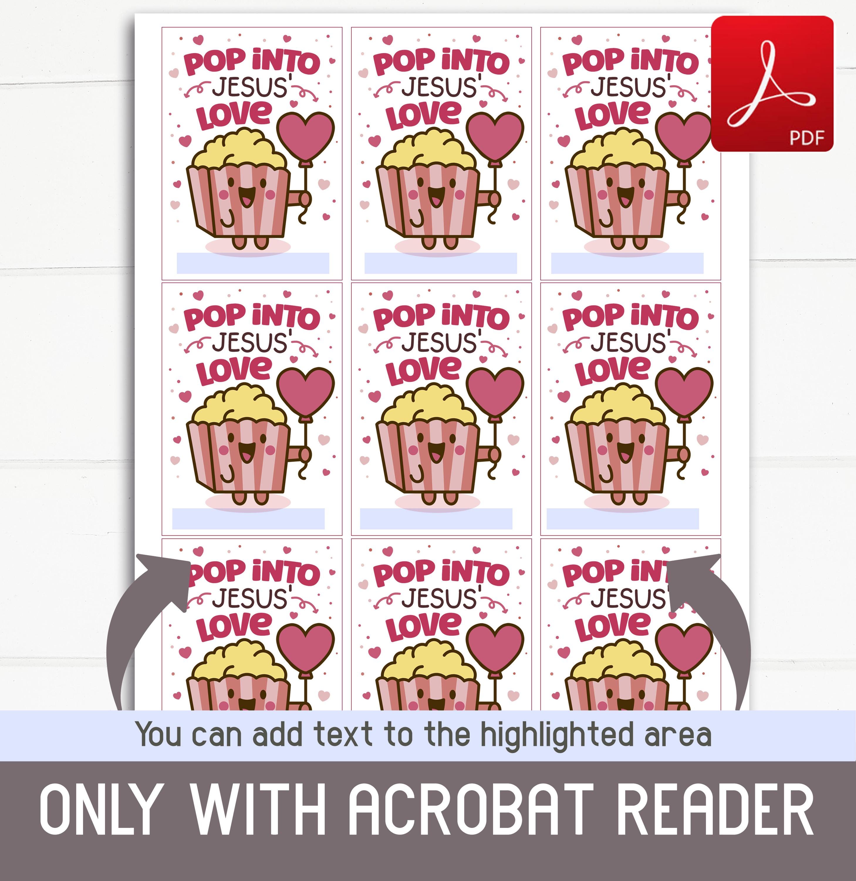 Christian Valentine Popcorn Tags Printable, Jesus Love is Poppin, Pop ...